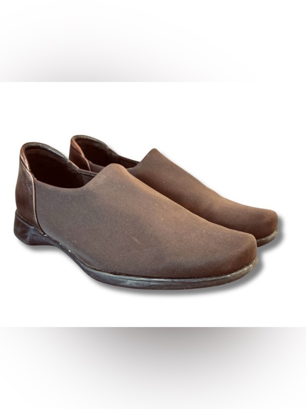 Naot Loafers Brown Stretch Fabric Leather Slip On Comfort Shoes Womens EU 38 / 7